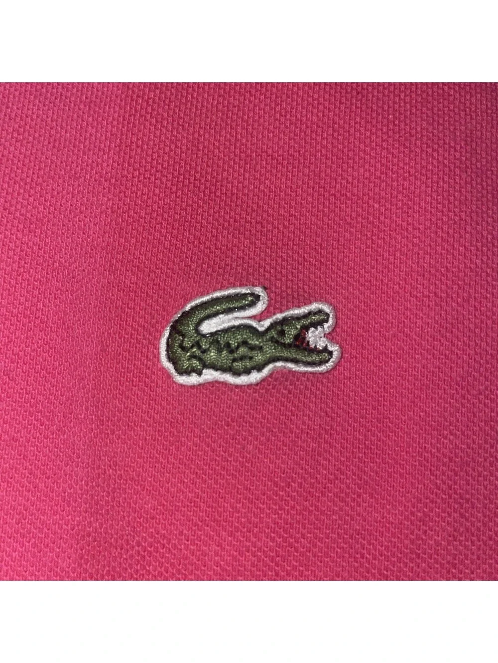 VTG Lacoste Polo Shirt Extra Large Size 7 Pink Green Crocodile Casual Outdoors